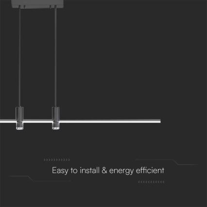 LED luster na sajli LED/19W/230V 3000K crno