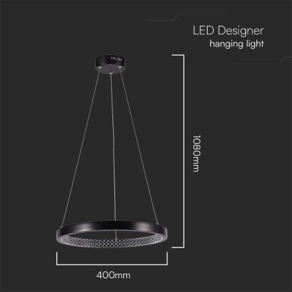 LED luster na sajli LED/19W/230V 4000K crno