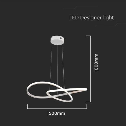 LED luster na sajli LED/20W/230V 3000K bela