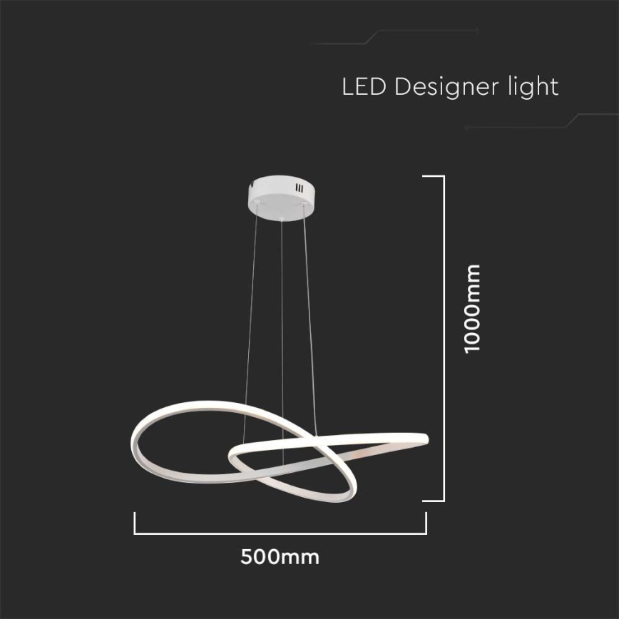 LED luster na sajli LED/20W/230V 3000K bela
