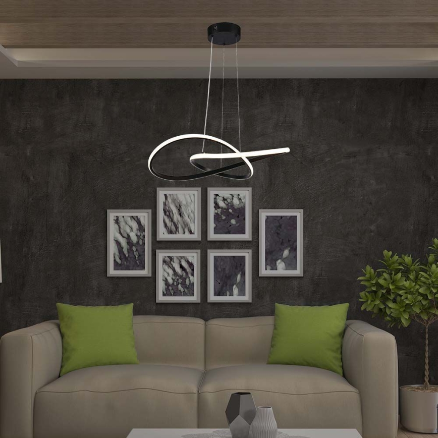 LED luster na sajli LED/20W/230V 3000K crno