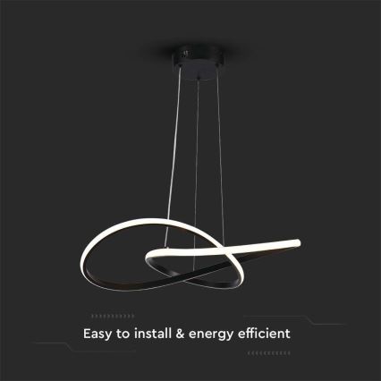 LED luster na sajli LED/20W/230V 3000K crno