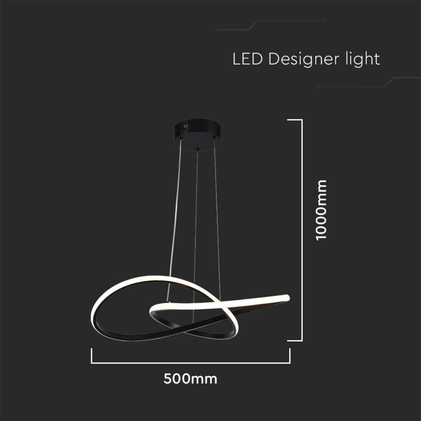 LED luster na sajli LED/20W/230V 3000K crno
