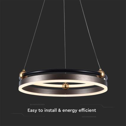 LED luster na sajli LED/20W/230V 3000K pr. 42 cm braon