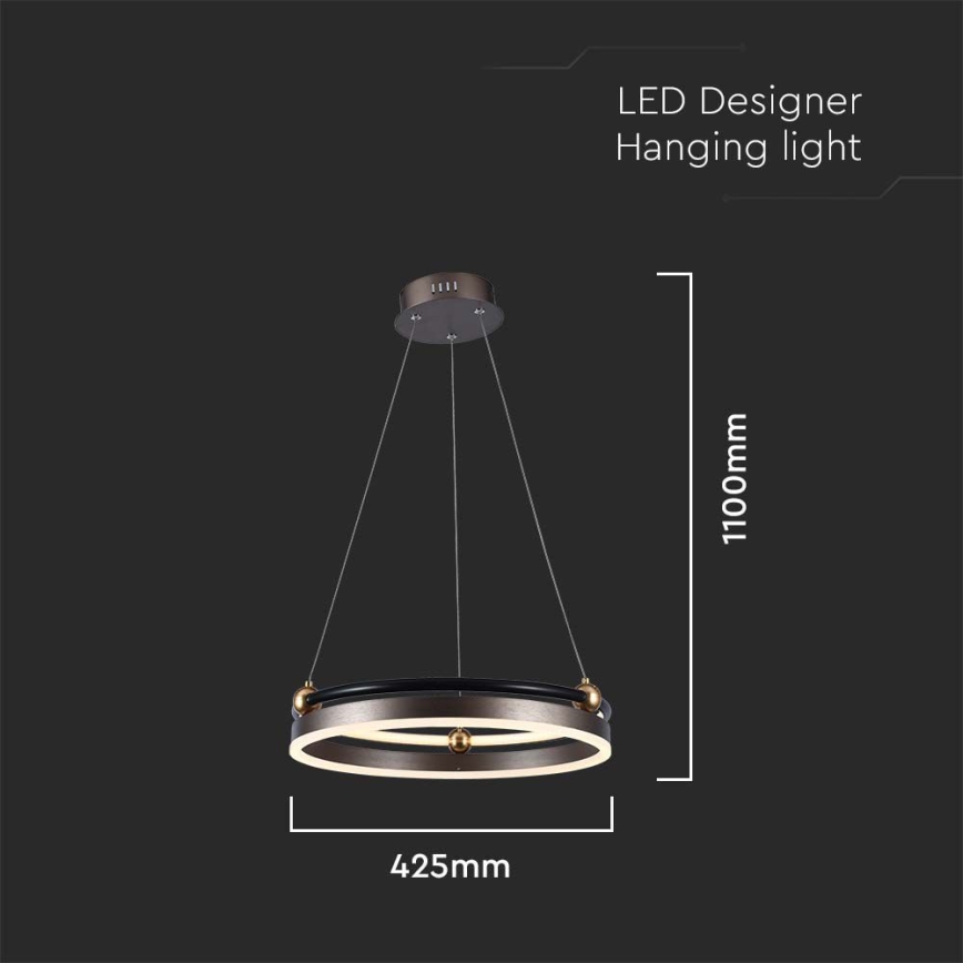 LED luster na sajli LED/20W/230V 3000K pr. 42 cm braon