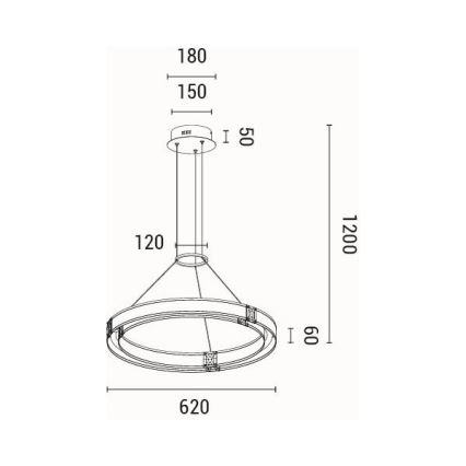 LED luster na sajli LED/21W/230V 3000K 42x120 cm