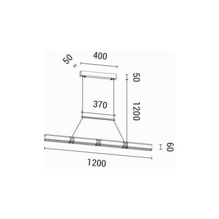 LED luster na sajli LED/21W/230V 3000K 45x120 cm