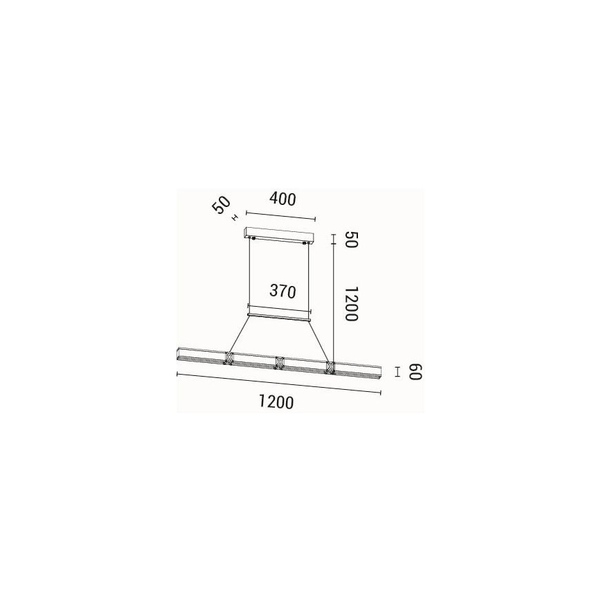 LED luster na sajli LED/21W/230V 3000K 45x120 cm