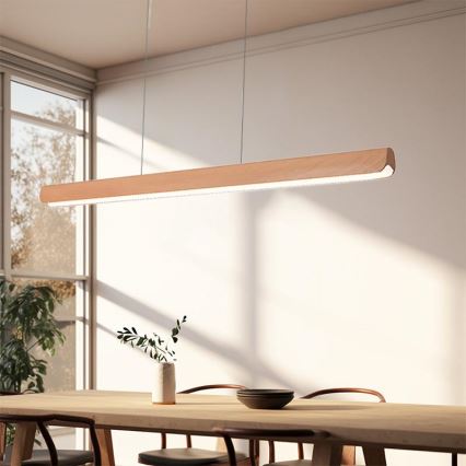 LED luster na sajli LED/22W/230V 4000K 120 cm bukva/masivno drvo
