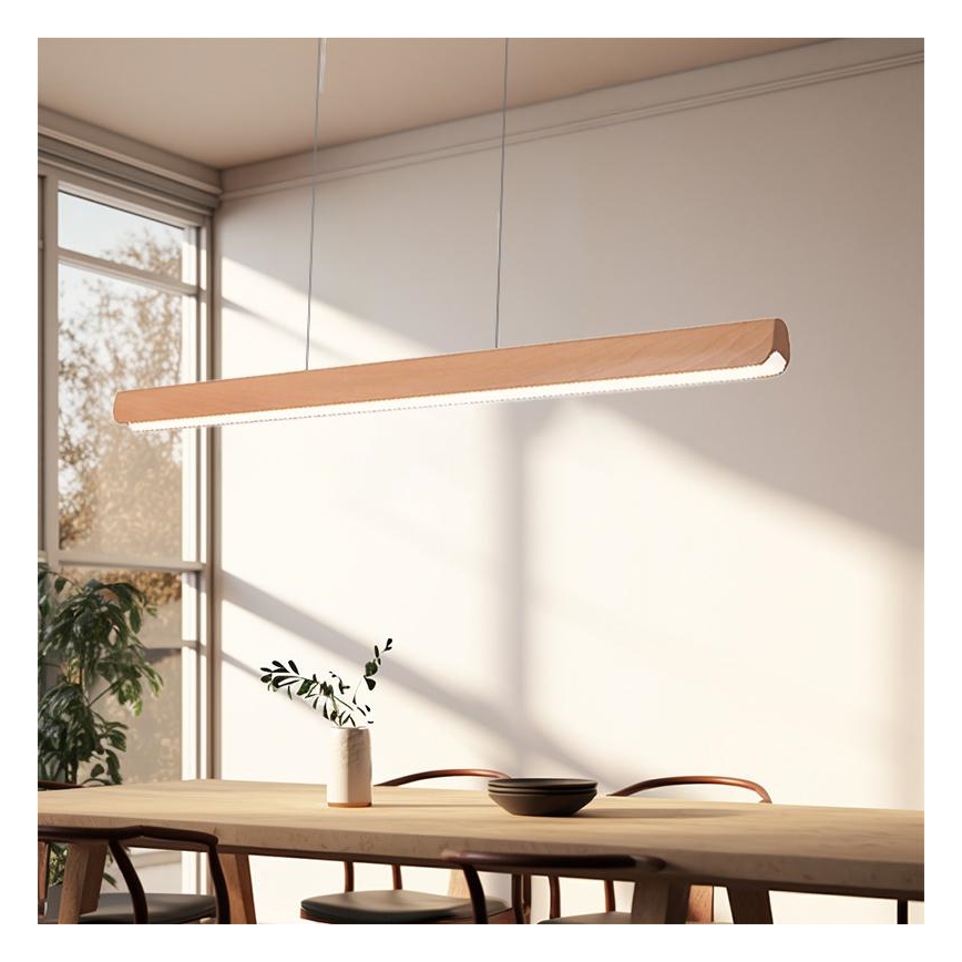 LED luster na sajli LED/22W/230V 4000K 120 cm bukva/masivno drvo