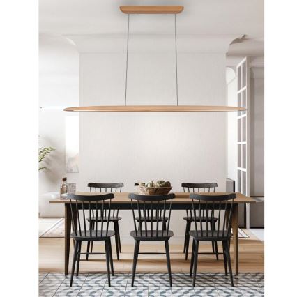 LED luster na sajli LED/22W/230V 4000K 130 cm bukva/masivno drvo