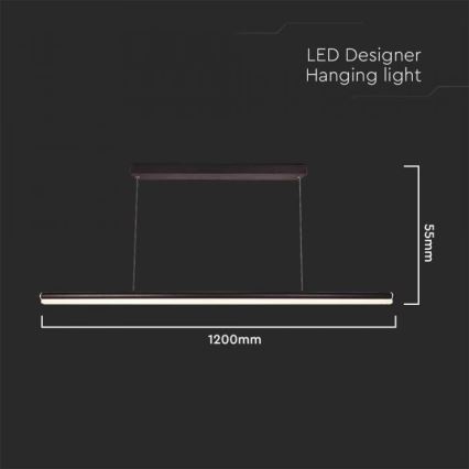 LED luster na sajli LED/23W/230V 4000K 120 cm crno