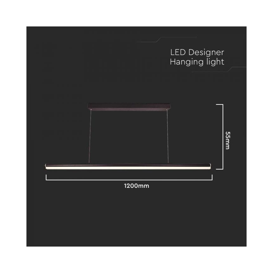 LED luster na sajli LED/23W/230V 4000K 120 cm crno