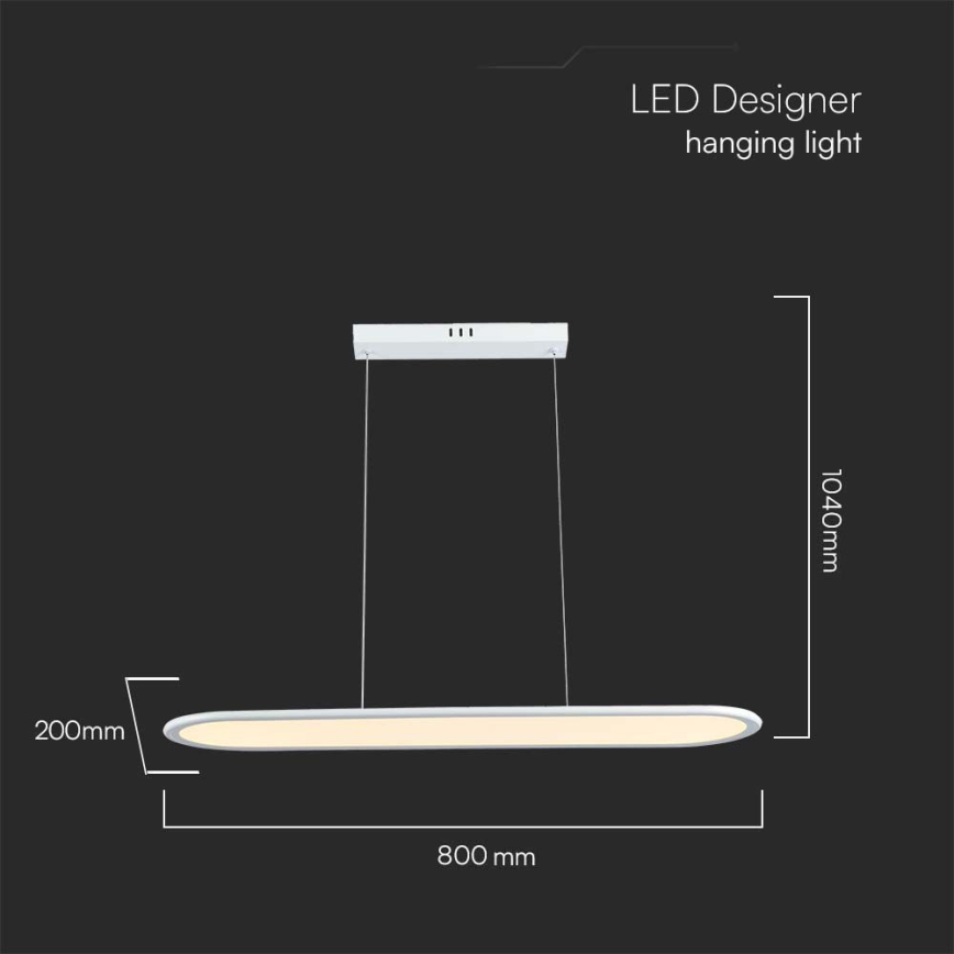 LED luster na sajli LED/24W/230V 3000K bela
