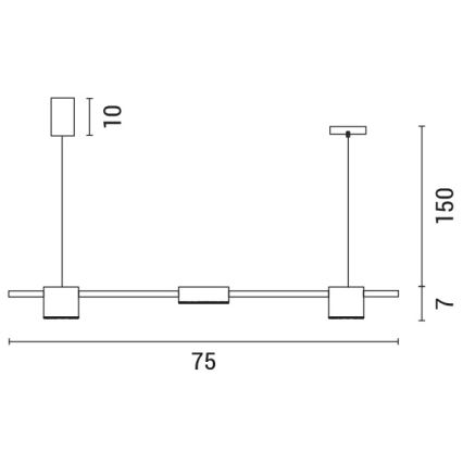 LED luster na sajli LED/24W/230V 3000K crno