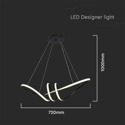LED luster na sajli LED/24W/230V 3000K crno
