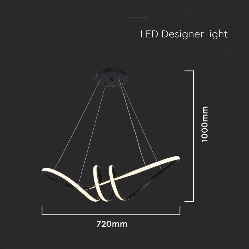 LED luster na sajli LED/24W/230V 3000K crno