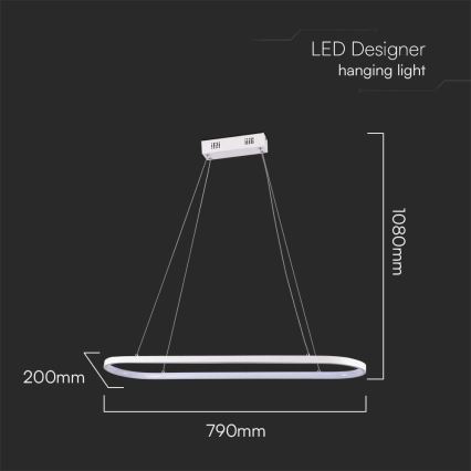 LED luster na sajli LED/24W/230V 4000K bela