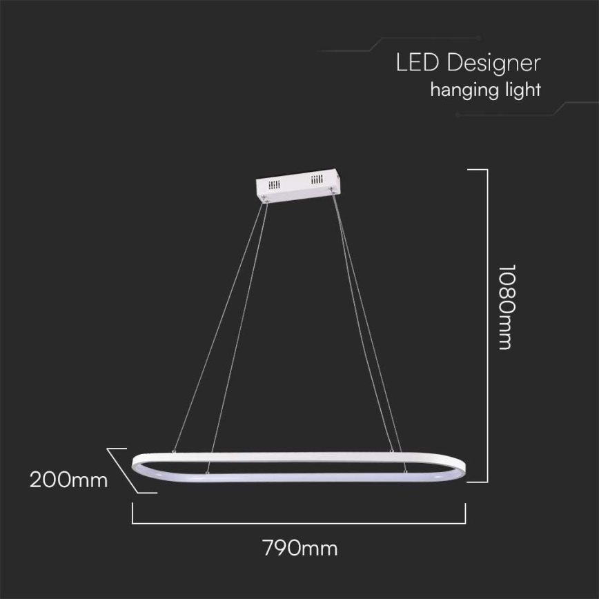 LED luster na sajli LED/24W/230V 4000K bela