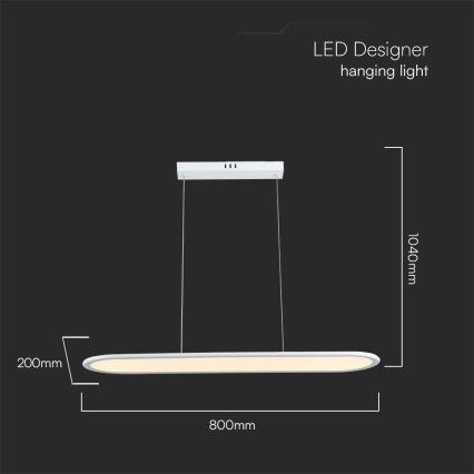 LED luster na sajli LED/24W/230V 4000K bela