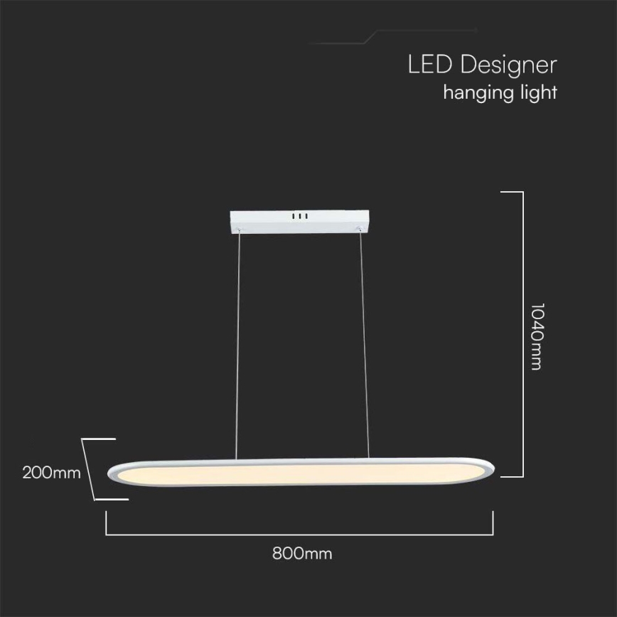 LED luster na sajli LED/24W/230V 4000K bela