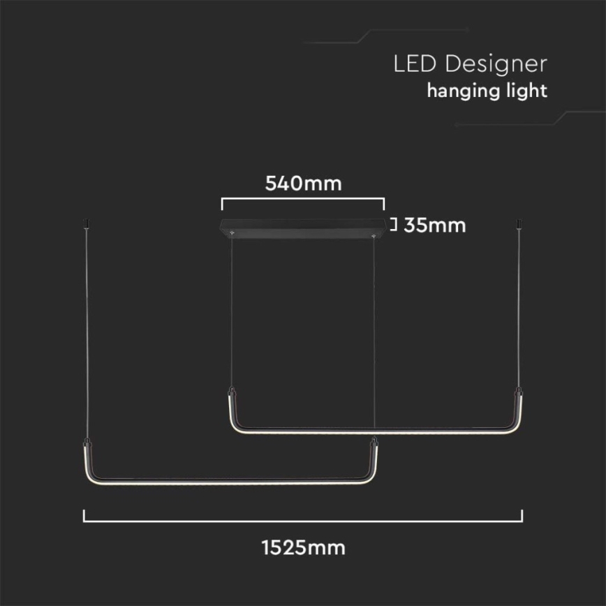 LED luster na sajli LED/24W/230V 4000K crno