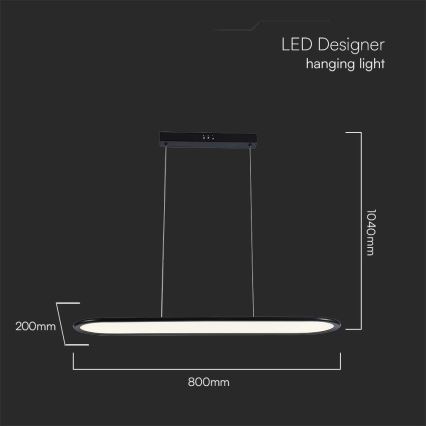 LED luster na sajli LED/24W/230V 4000K crno