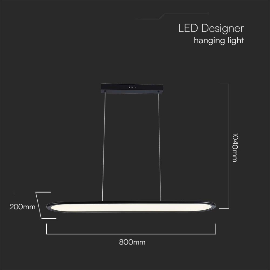 LED luster na sajli LED/24W/230V 4000K crno