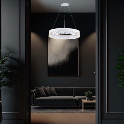 LED luster na sajli LED/25W/230V 3000K pr. 50 cm bela