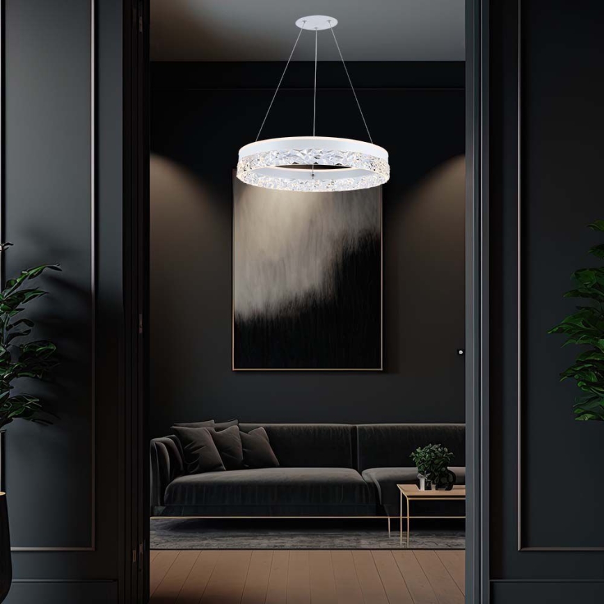 LED luster na sajli LED/25W/230V 3000K pr. 50 cm bela