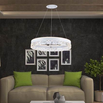 LED luster na sajli LED/25W/230V 3000K pr. 50 cm bela