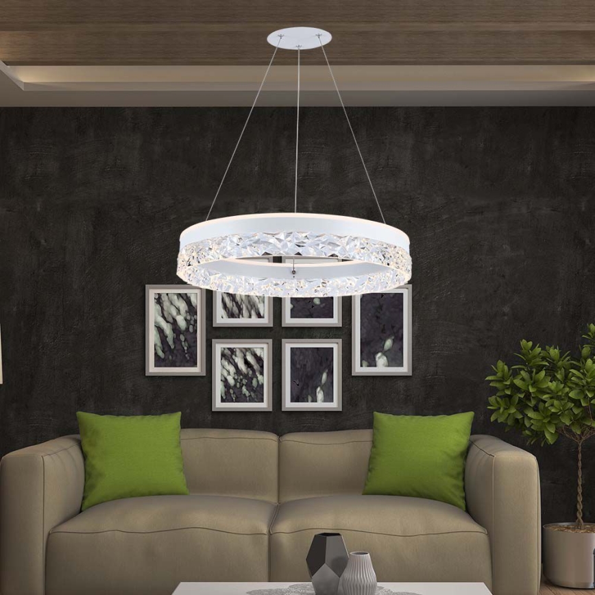 LED luster na sajli LED/25W/230V 3000K pr. 50 cm bela