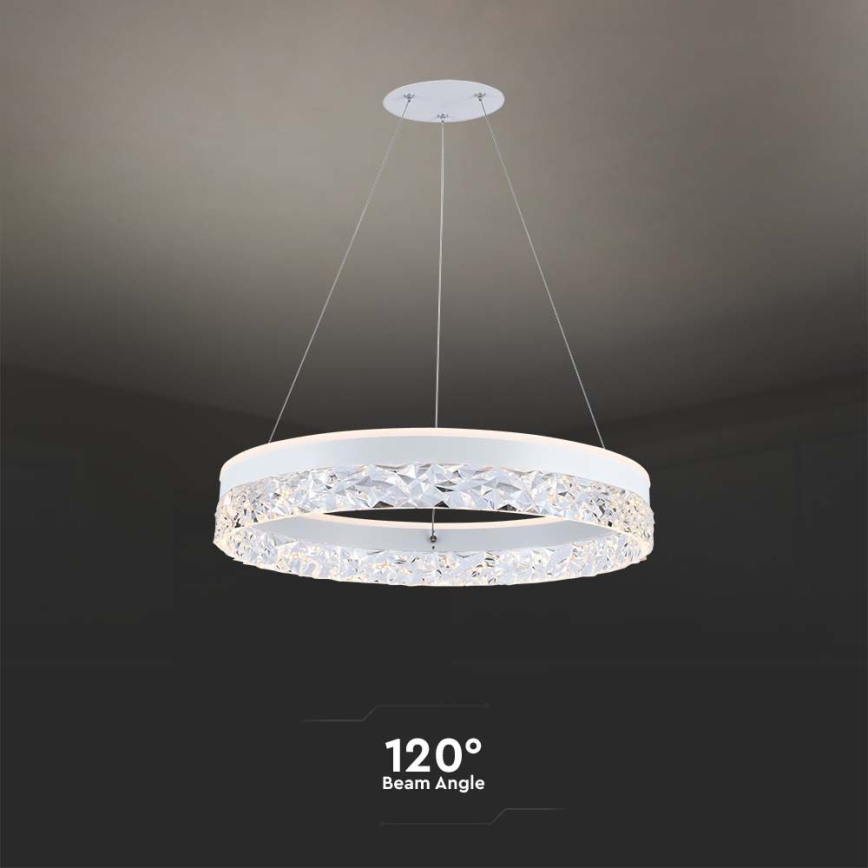 LED luster na sajli LED/25W/230V 3000K pr. 50 cm bela