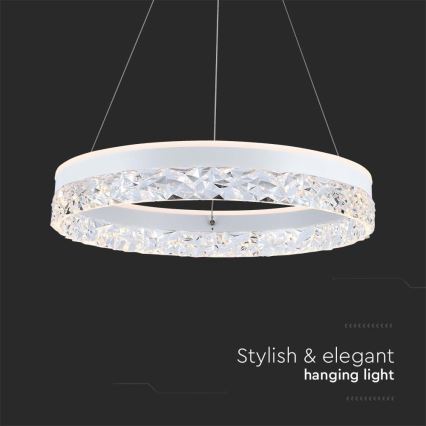 LED luster na sajli LED/25W/230V 3000K pr. 50 cm bela