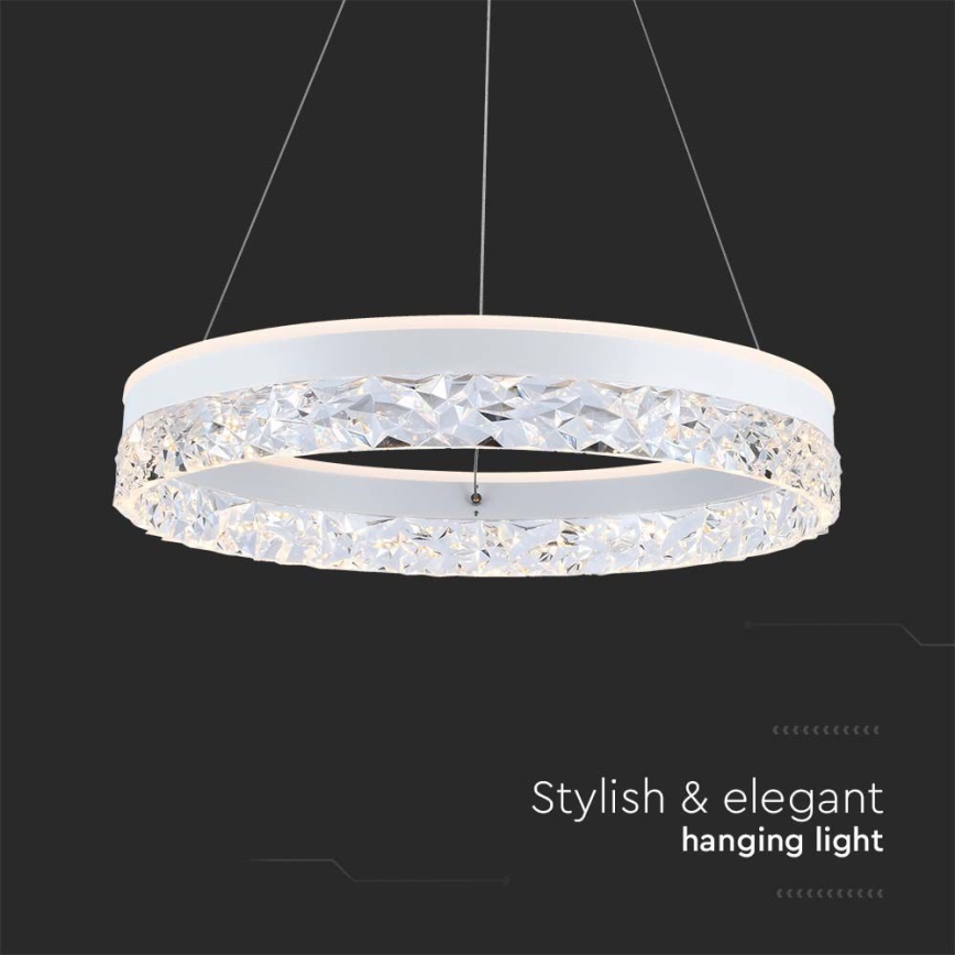 LED luster na sajli LED/25W/230V 3000K pr. 50 cm bela