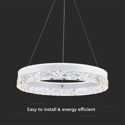 LED luster na sajli LED/25W/230V 3000K pr. 50 cm bela