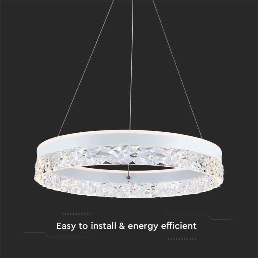 LED luster na sajli LED/25W/230V 3000K pr. 50 cm bela