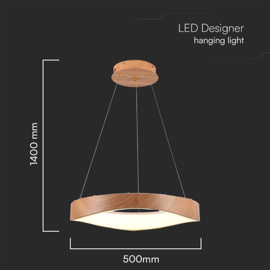 LED luster na sajli LED/25W/230V 3000K ø 50 cm braon