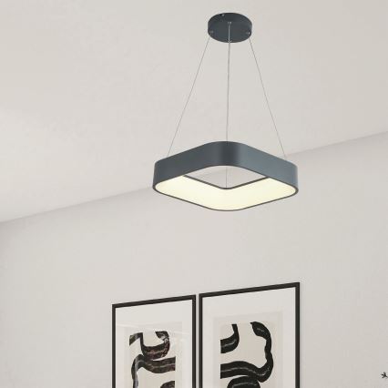 LED luster na sajli LED/30W/230V 3000K 45x45 cm sivo