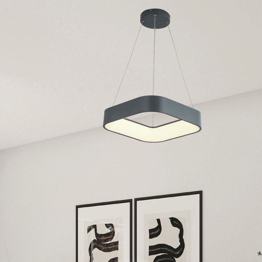 LED luster na sajli LED/30W/230V 3000K 45x45 cm sivo