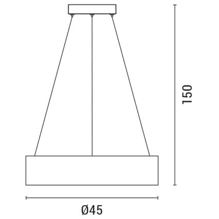 LED luster na sajli LED/30W/230V 3000K pr. 45 cm crno/hrast