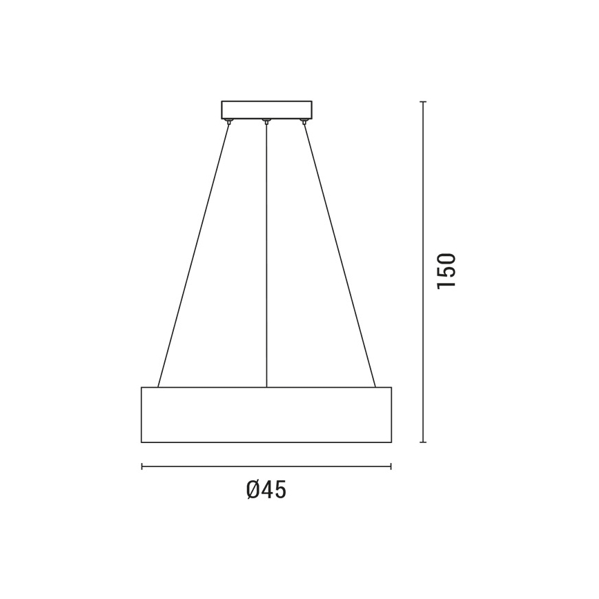 LED luster na sajli LED/30W/230V 3000K pr. 45 cm crno/hrast