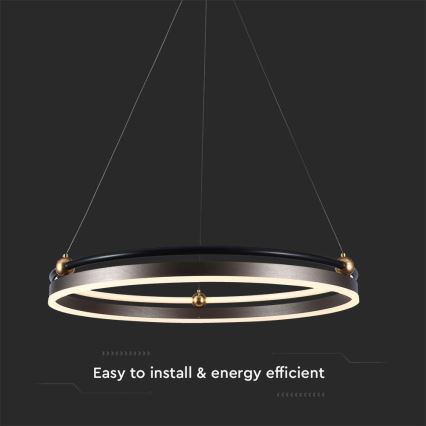 LED luster na sajli LED/30W/230V 3000K pr. 62 cm braon