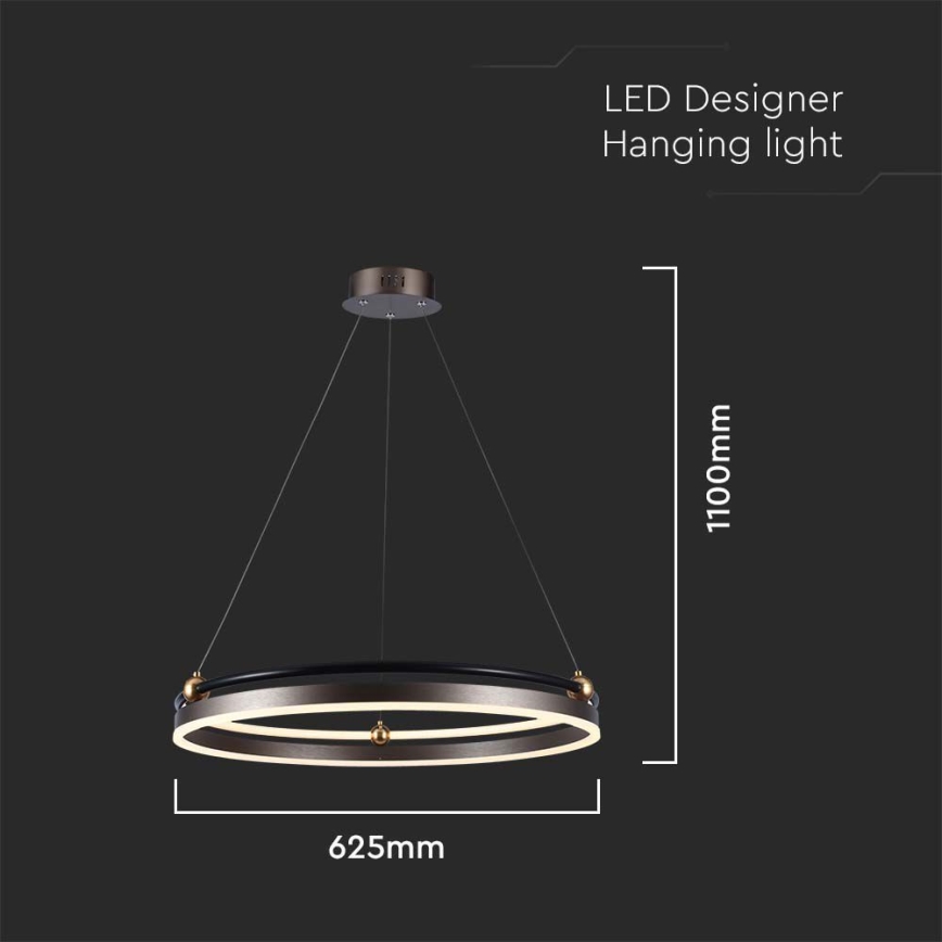 LED luster na sajli LED/30W/230V 3000K pr. 62 cm braon