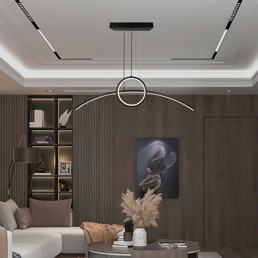 LED luster na sajli LED/30W/230V 4000K 88 cm crno