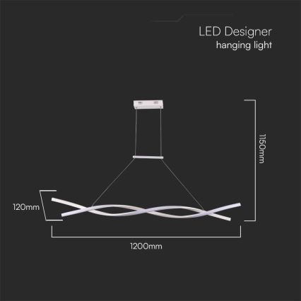 LED luster na sajli LED/30W/230V 4000K bela