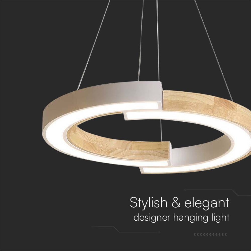 LED luster na sajli LED/32W/230V 3000K bela/drvo