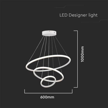 LED luster na sajli LED/32W/230V 3000K bela