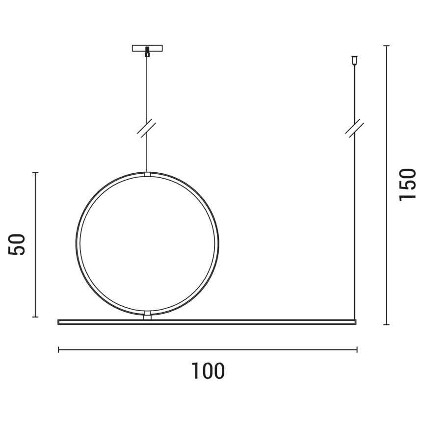 LED luster na sajli LED/32W/230V 3000K crno