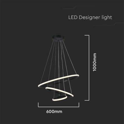 LED luster na sajli LED/32W/230V 3000K crno